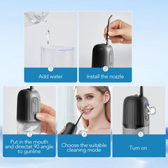 Operan Wireless Water Flosser, Portable Electric Water Dental Flossers, Oral Irrigator with 4 Nozzles, 4 Modes, 200 ml, IPX7 Waterproof, Rechargeable for Teeth Cleaning, for Family and Travel, Black