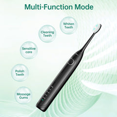 Operan Sonic Electric Toothbrush for Adults with 5 Modes, IPX7 Waterproof, 8 Brush Heads, Travel Case, Black