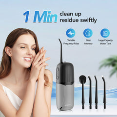 Operan Wireless Water Flosser, Portable Electric Water Dental Flossers, Oral Irrigator with 4 Nozzles, 4 Modes, 200 ml, IPX7 Waterproof, Rechargeable for Teeth Cleaning, for Family and Travel, Black
