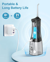 Operan Cordless Water Flosser, Portable Rechargeable Oral Irrigator with 4 Modes, 4 Jet Tips, IPX7 Waterproof, Black