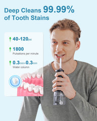 Operan Cordless Water Flosser, Portable Rechargeable Oral Irrigator with 4 Modes, 4 Jet Tips, IPX7 Waterproof, Black